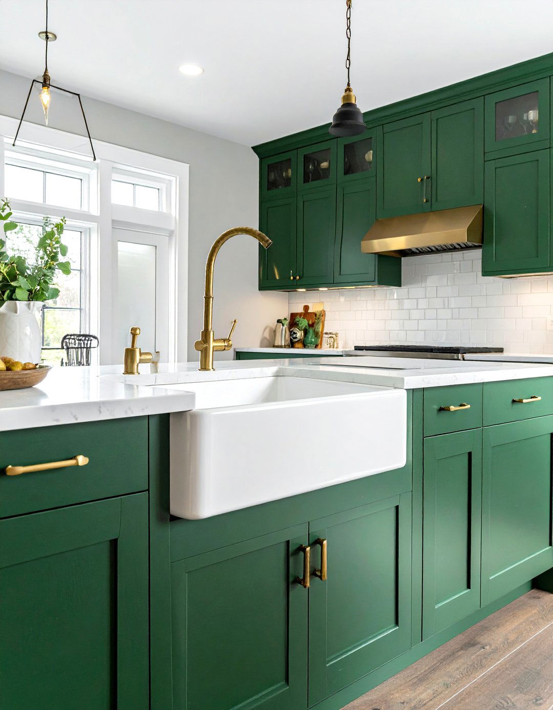 Emerald Green Kitchen with a Farmhouse Sink - 25 Emerald Green Kitchen Ideas for Bold Style