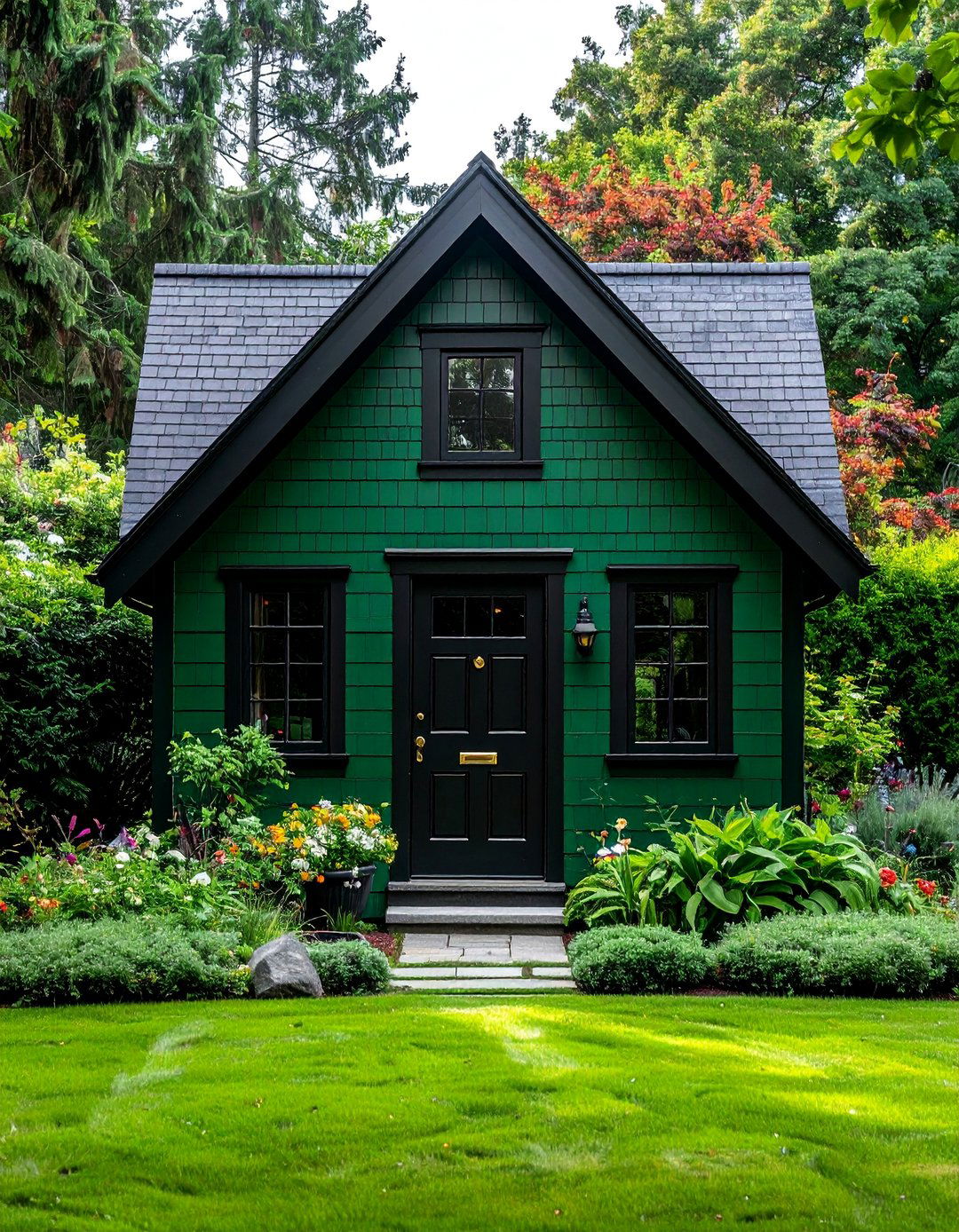 Emerald Green for a Jewel Box Effect - 40 Dark Green Exterior Paint Color Schemes for Bold Homes