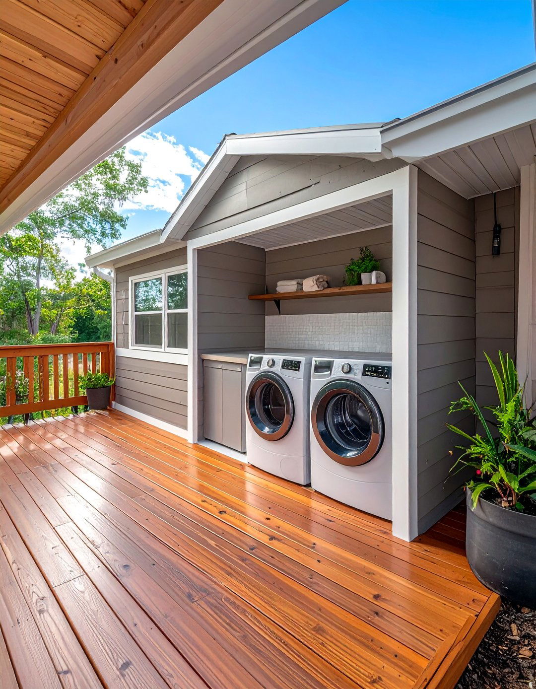 Enclosed Deck Outdoor Laundry Room - 30 Outdoor Laundry Room Ideas for Functionality