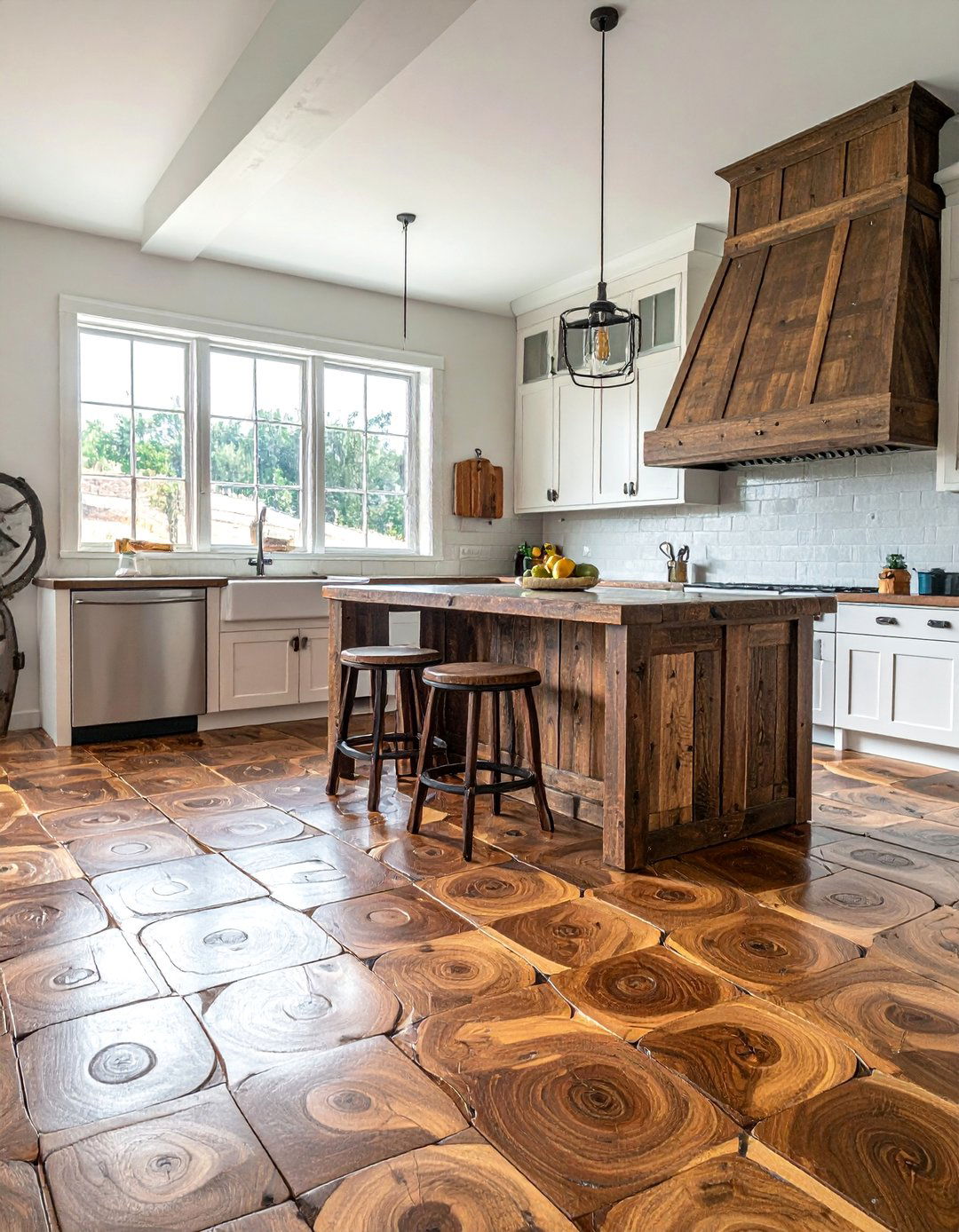 End Grain Wood Block Flooring - 40 Farmhouse Flooring Ideas to Enhance Your Home's Charm