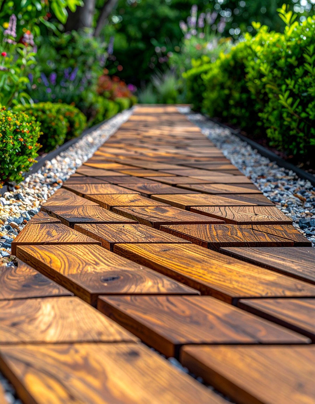 End Grain Wood Block Garden Path - 30 Garden Path Ideas to Enhance Your Outdoor Space