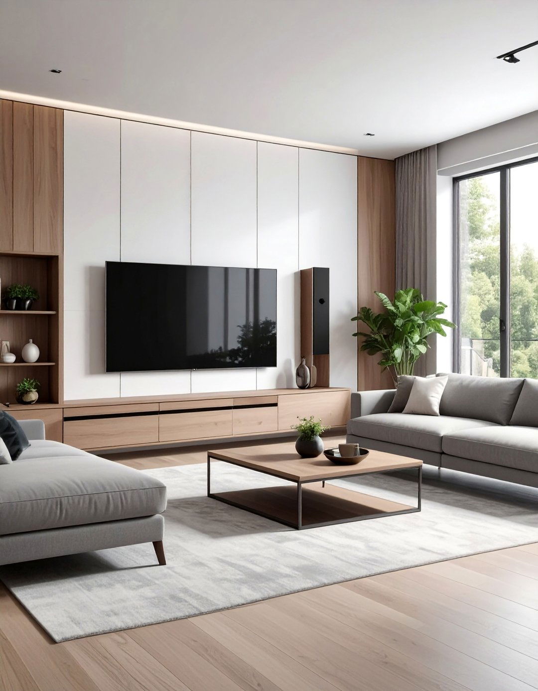 Entertainment Center Integration - 30 Small Living Room Sectional Layout Ideas