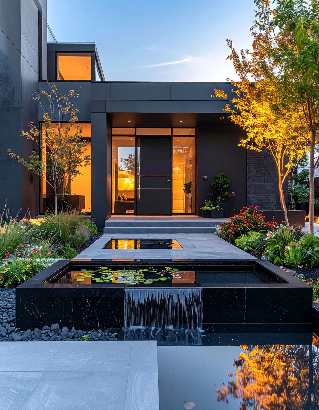 Entrance Water Feature - 35 Modern House Exterior Design Ideas for a Sleek Look