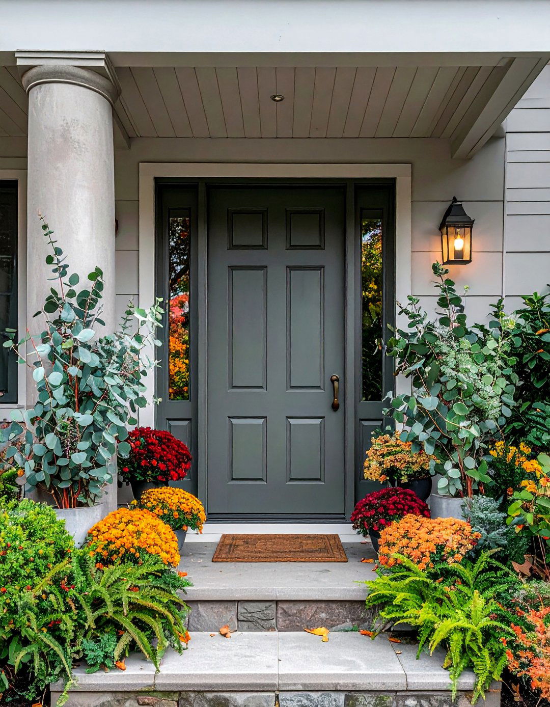 Eucalyptus and Greenery - 30 Front Door Fall Decor Ideas to Welcome the Season