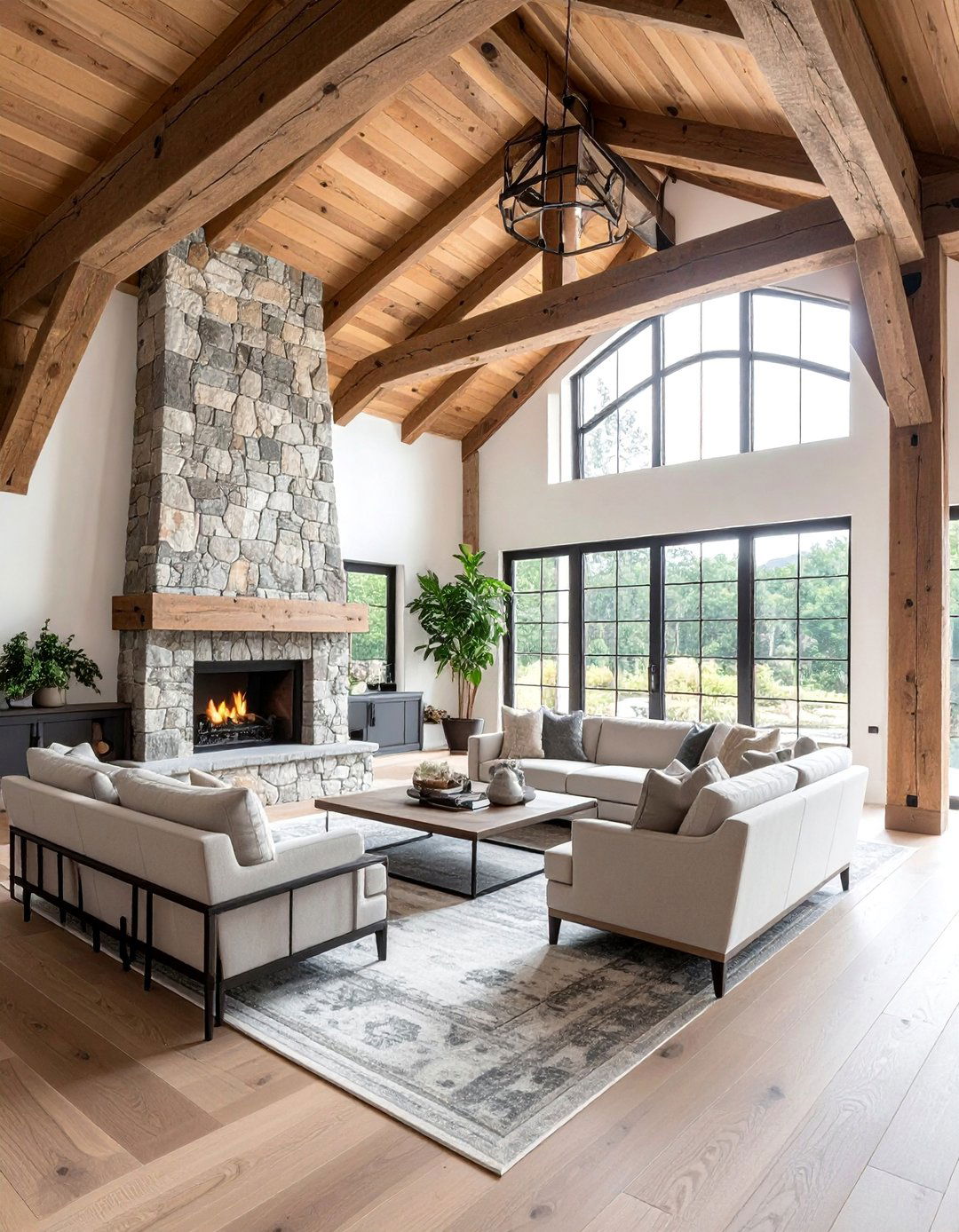 Exposed Wood Beams for a Vaulted Ceiling Living Room - 20 Open Concept Vaulted Ceiling Living Room Ideas