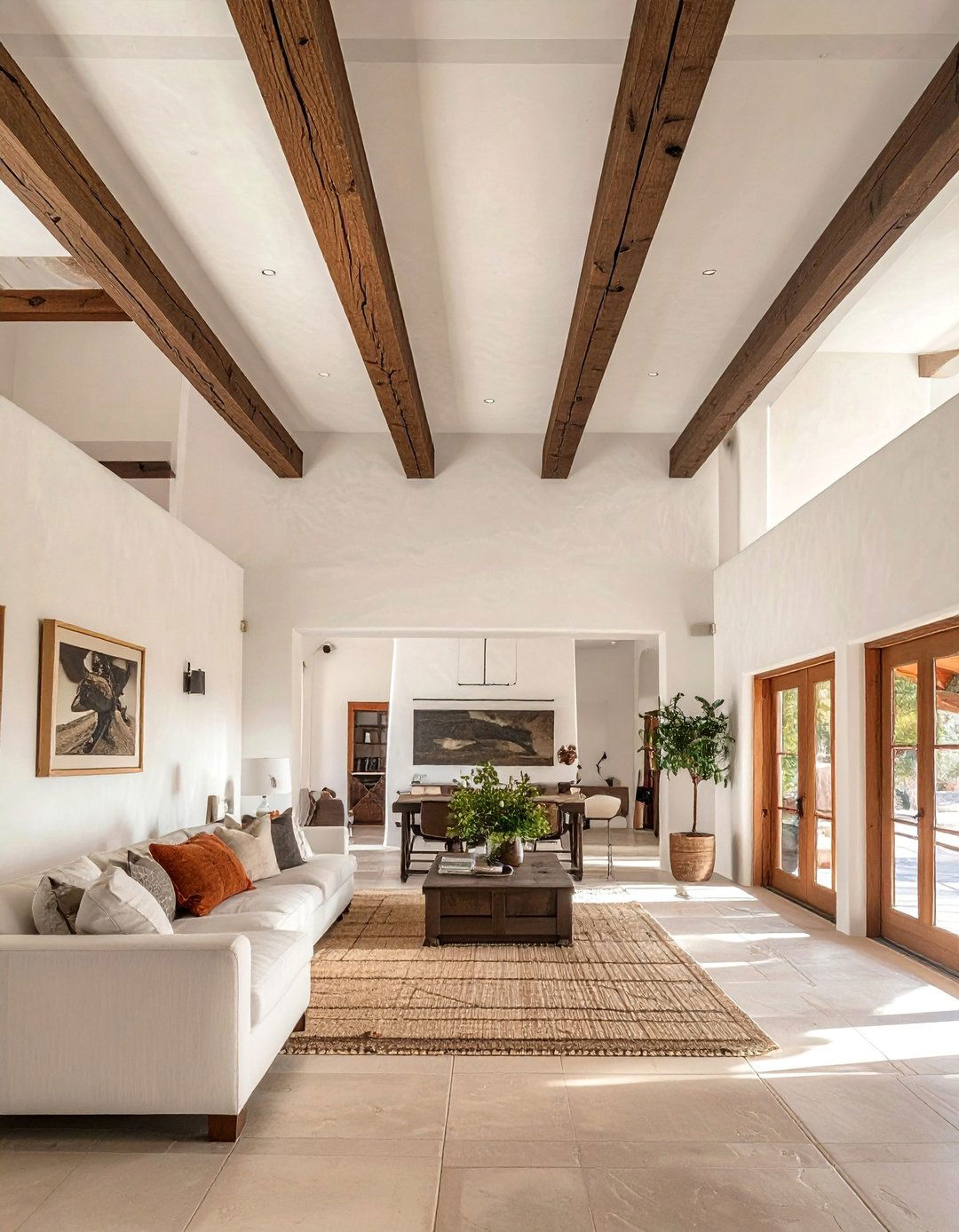 Exposed Wooden Beam Southwestern Living Room - 25 Southwestern Living Room Ideas for a Cozy Retreat