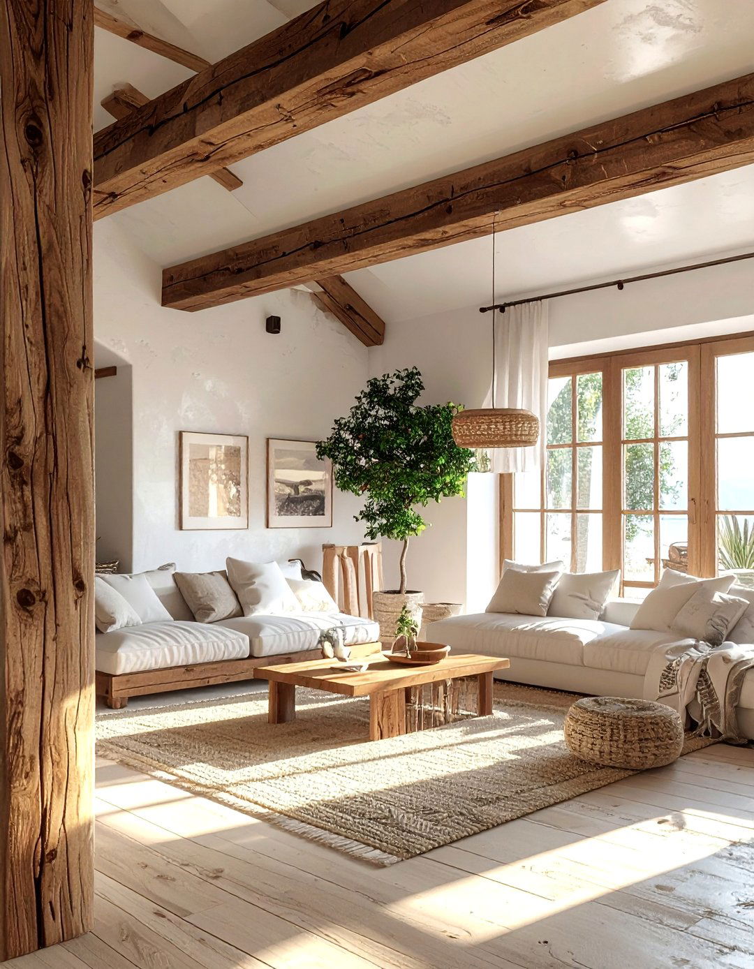 Exposed Wooden Ceiling Beams - 20 Greek Style Home Ideas for a Mediterranean Vibe
