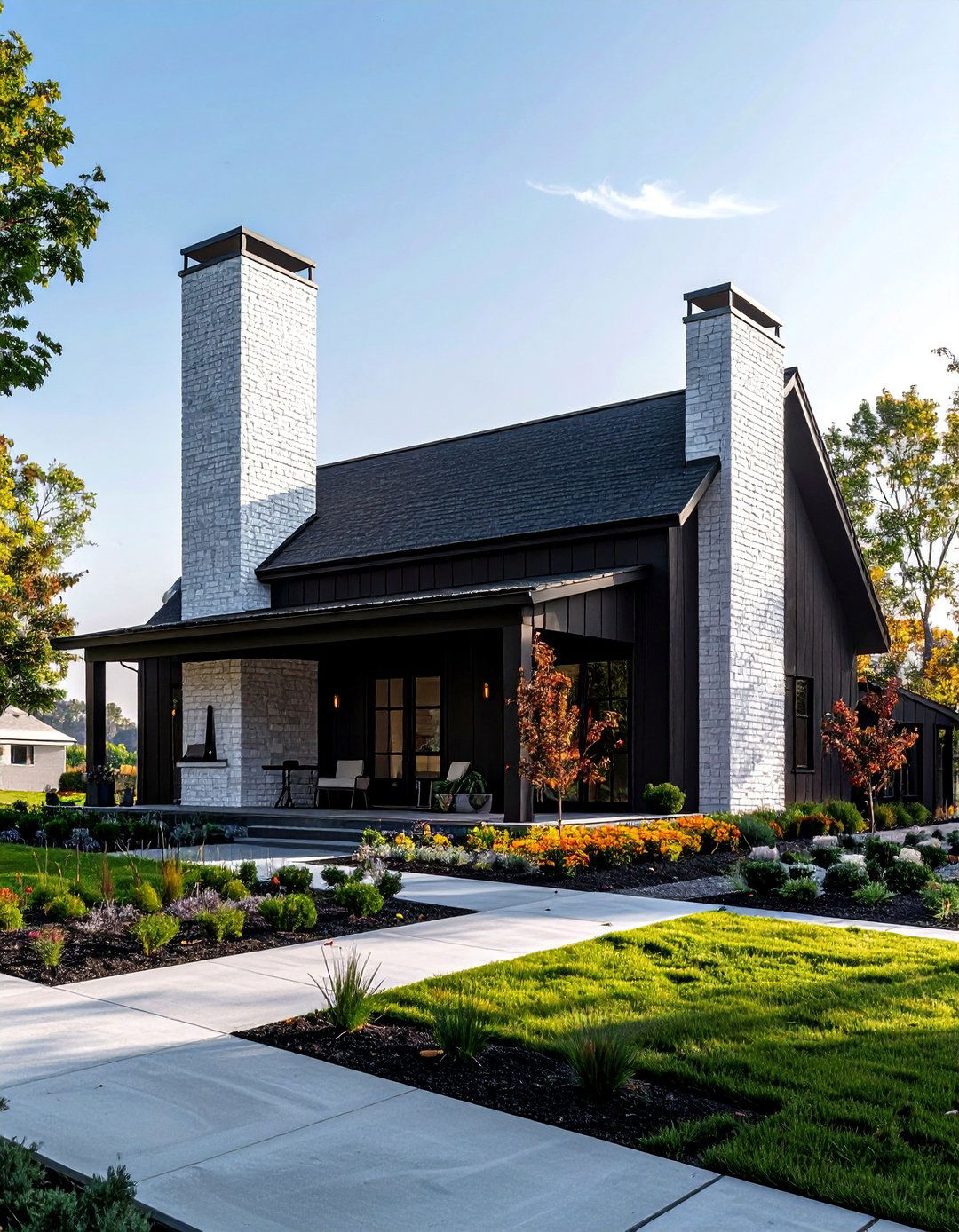 Exterior with White Brick Accents - 40 Black Modern Farmhouse Exterior Design Ideas for a Sleek Look