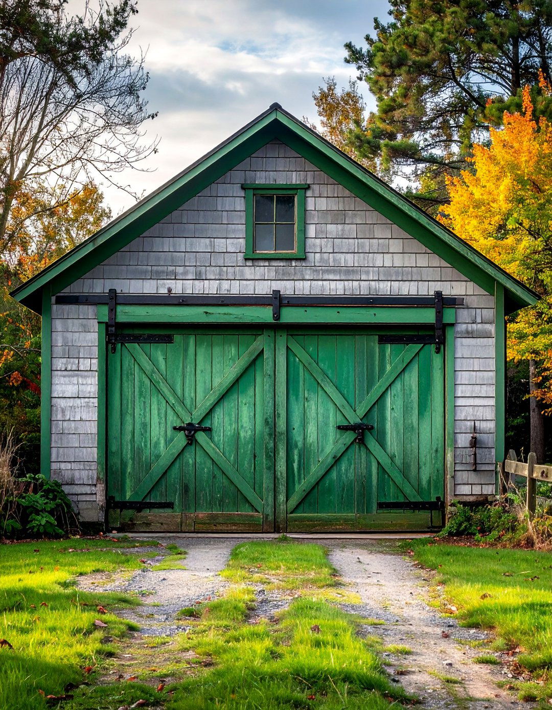 Faded Green Garage Door for a Rustic Charm - 20 Green Garage Door Ideas to Boost Curb Appeal