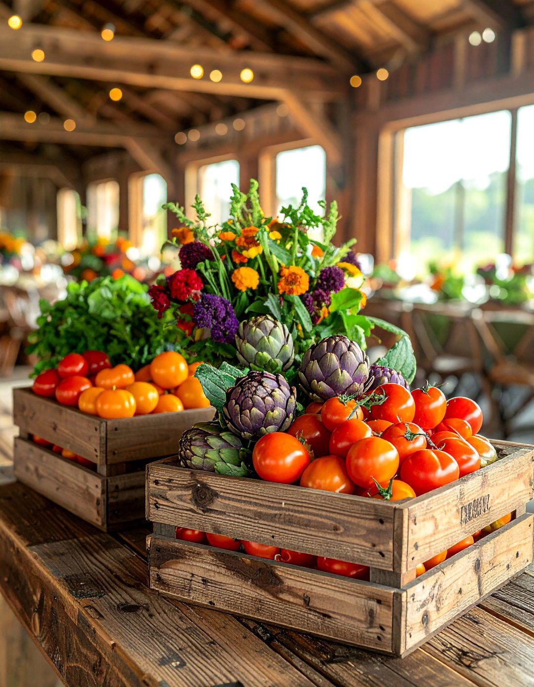 Farm to Table Vegetable Centerpieces - 30 Wedding Table Decoration Ideas for a Dreamy Setup
