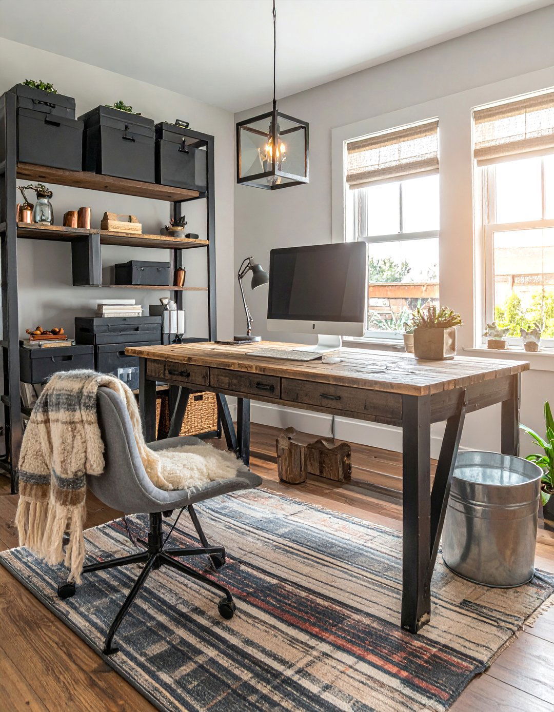Farmhouse Comforts in a Contemporary Eclectic Home Office - 25 Eclectic Home Office Ideas for Creative Workspaces