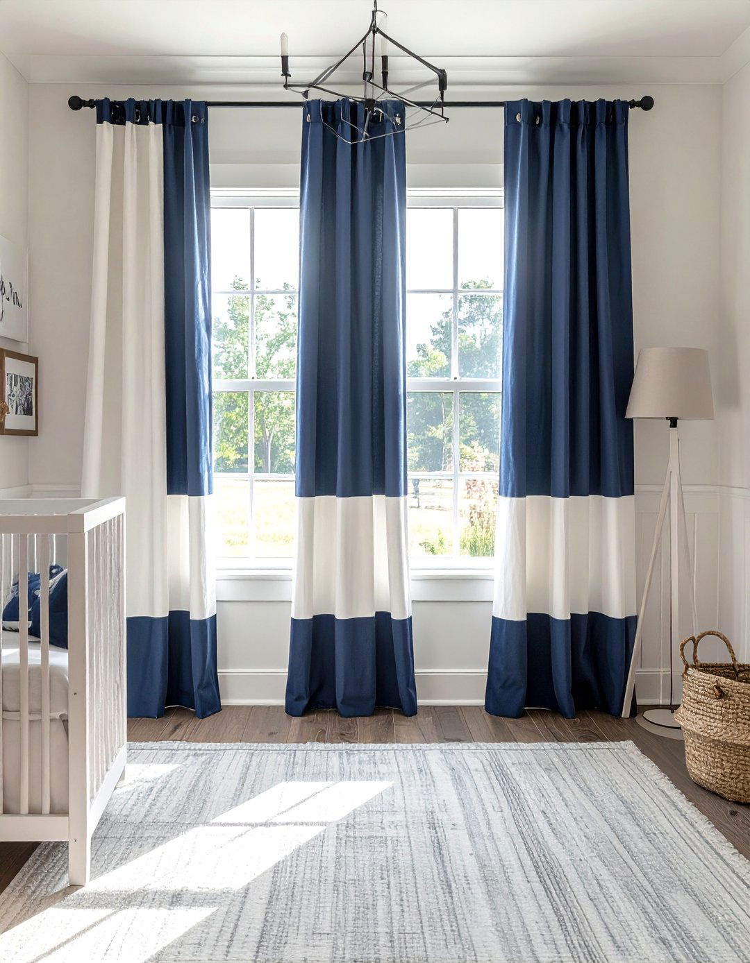 Farmhouse Curtains with a Wide Horizontal Stripe - 40 Farmhouse Window Treatment Ideas for a Cozy Home