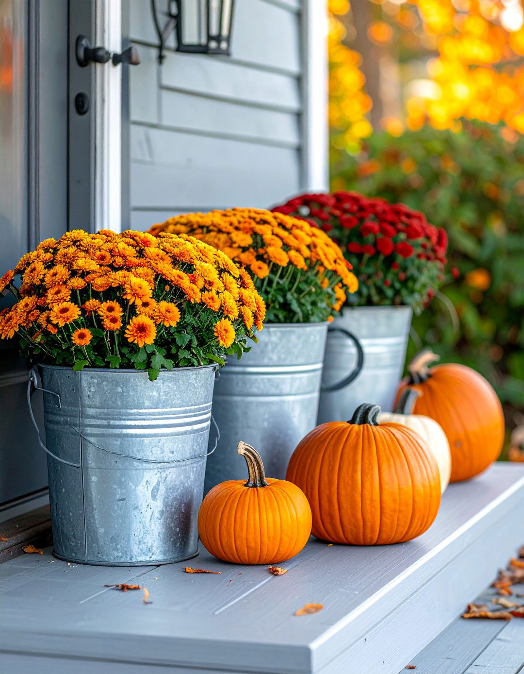 Farmhouse Galvanized Decor - 30 Front Door Fall Decor Ideas to Welcome the Season