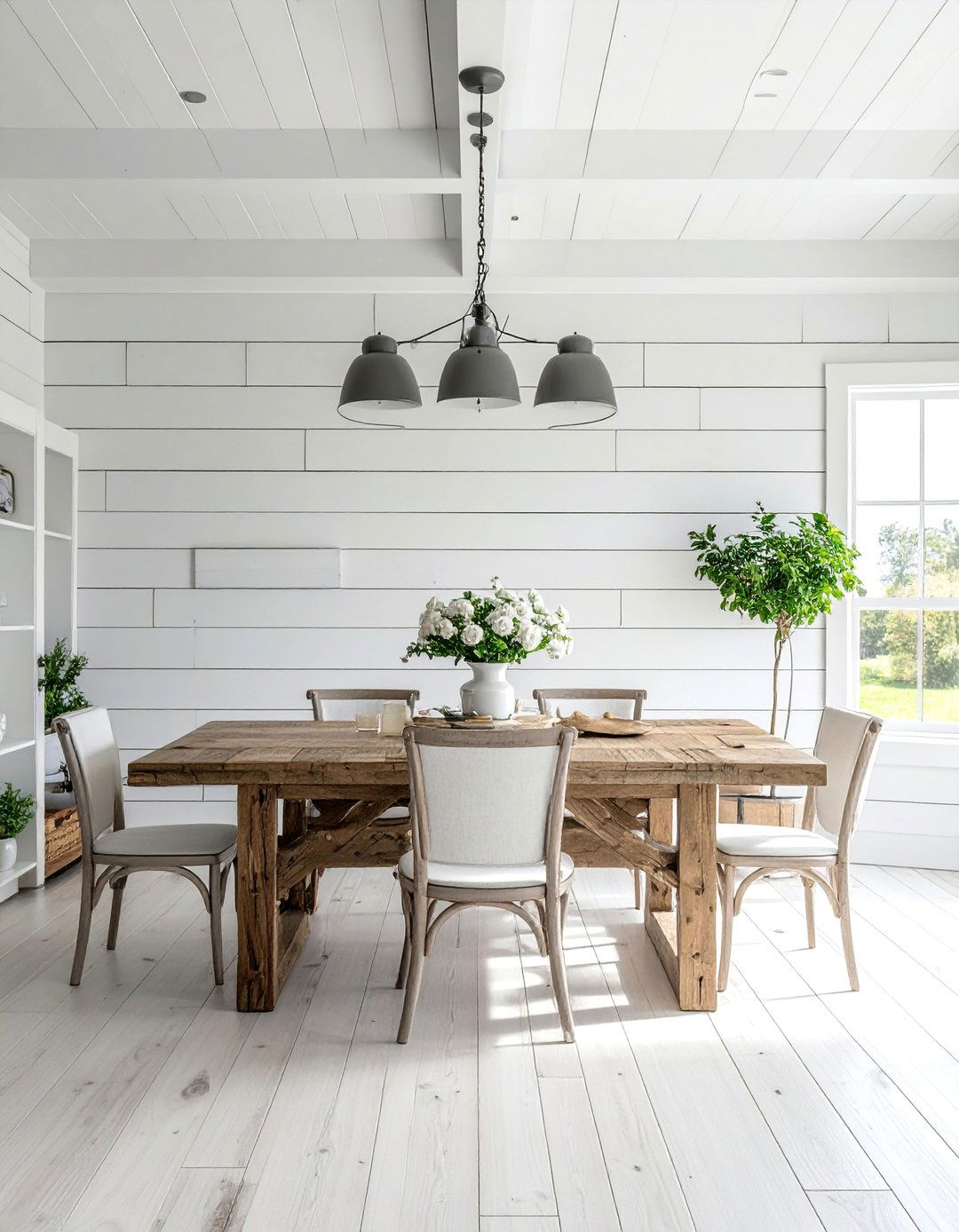 Farmhouse Shiplap Feature Wall - 25 Dining Room Wall Paneling Ideas to Elevate Your Space