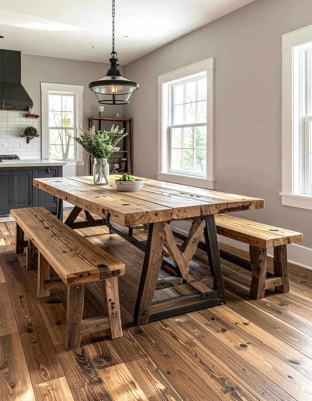 Farmhouse Style Benches - 40 Dining Room Decor Ideas to Elevate Your Meals