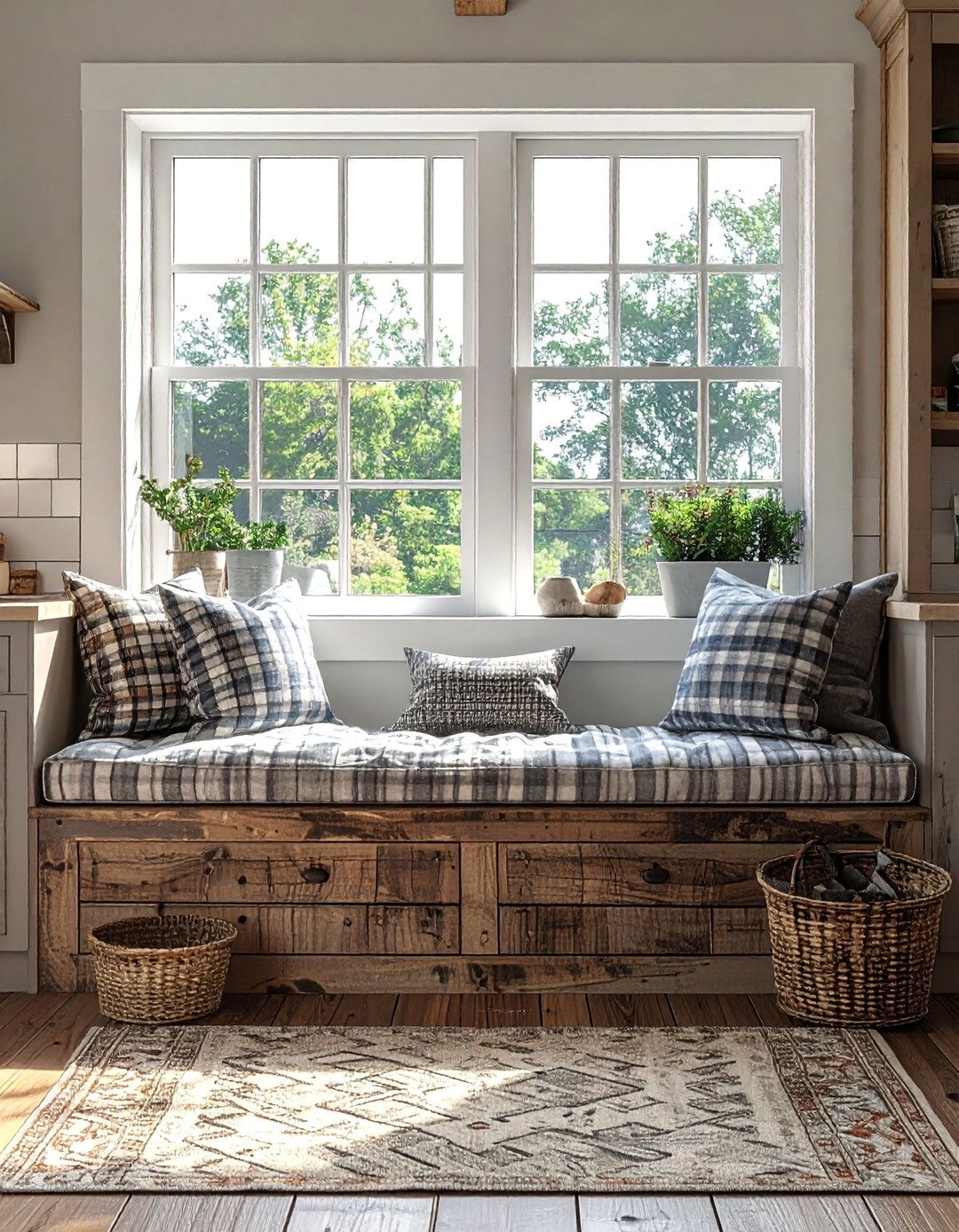 Farmhouse Style Window Seat - 40 Window Seat Ideas for a Cozy and Functional Space