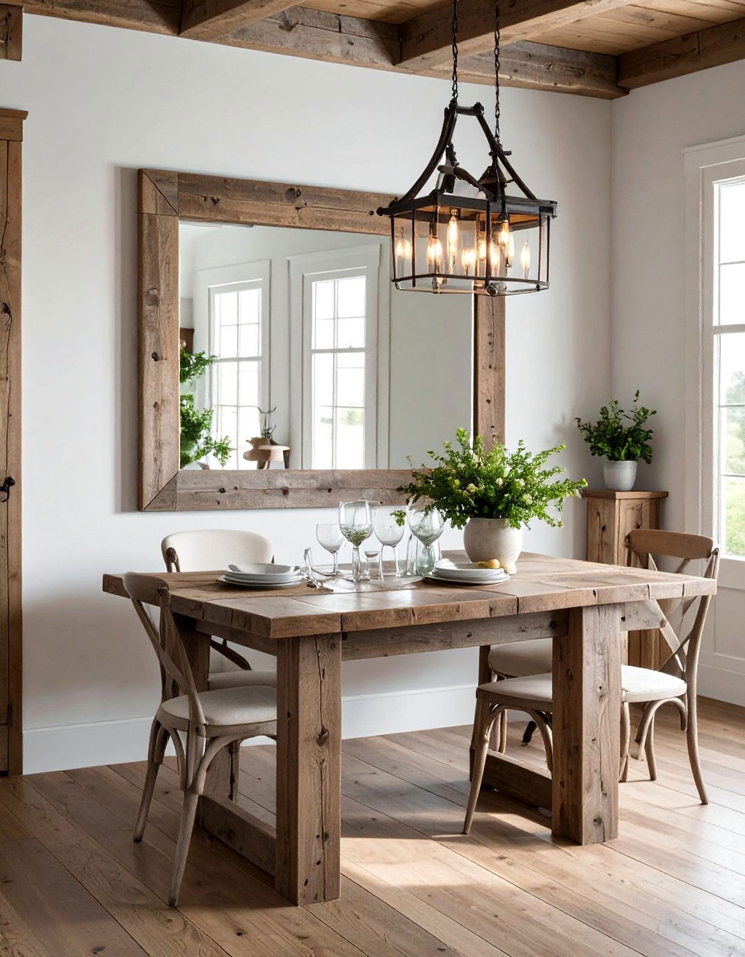 Farmhouse Wood Frame Mirror - 25 Dining Room Mirror Ideas to Reflect Your Style