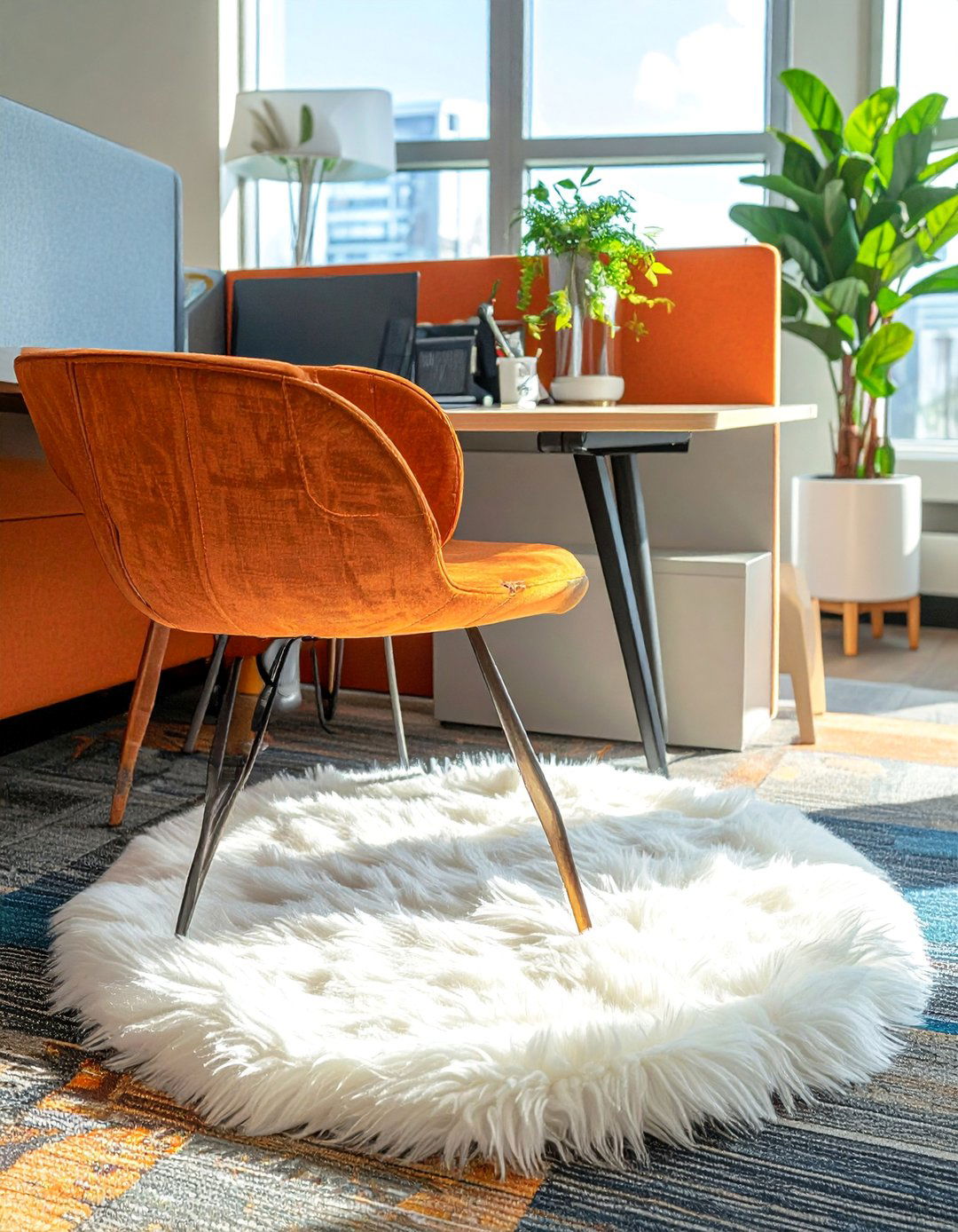 Faux Fur Throw or Rug - 30 Cubicle Decor Ideas to Personalize Your Workspace