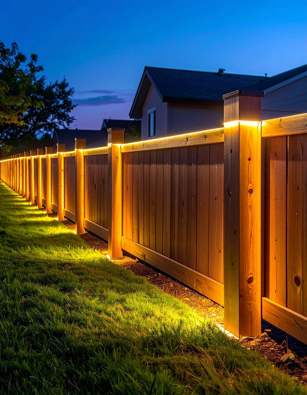 Fence Line Border Lighting - 40 Garden Lighting Ideas to Illuminate Your Outdoor Space