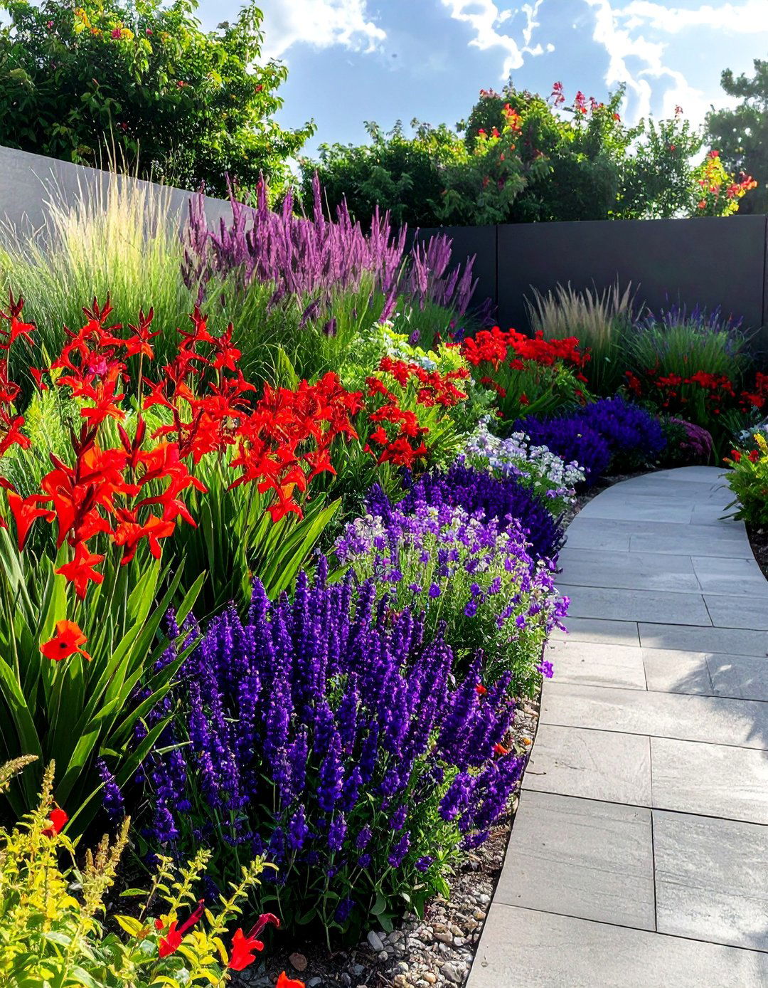 Fiery Red and Deep Purple Garden Colour Scheme - 30 Garden Colour Schemes to Brighten Your Outdoor Space