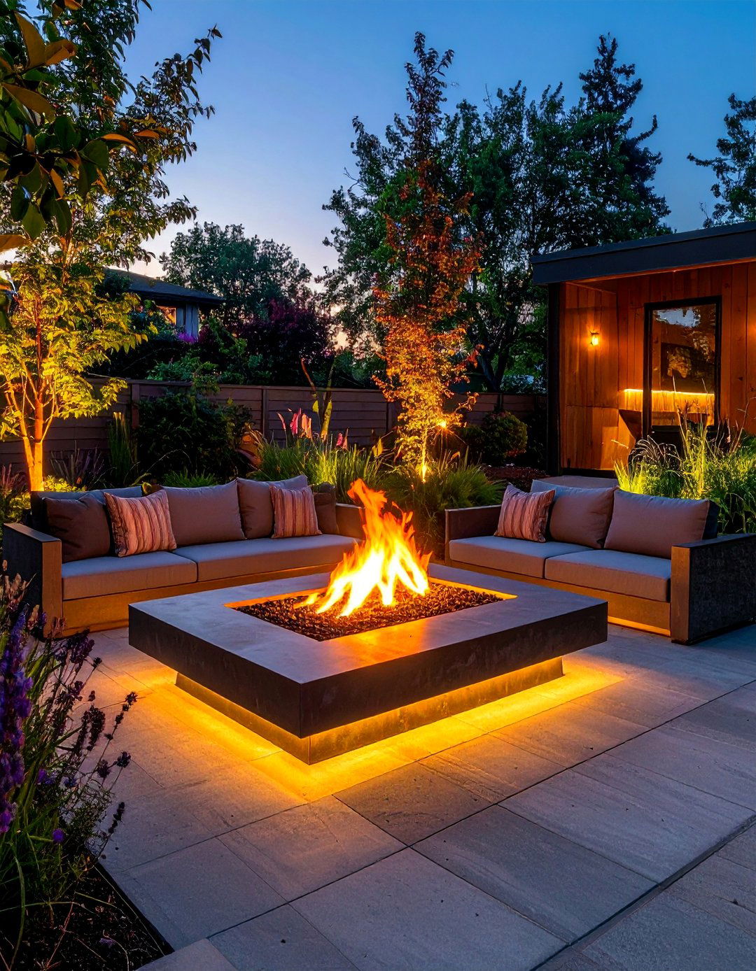 Fire Feature Integration - 40 Garden Lighting Ideas to Illuminate Your Outdoor Space