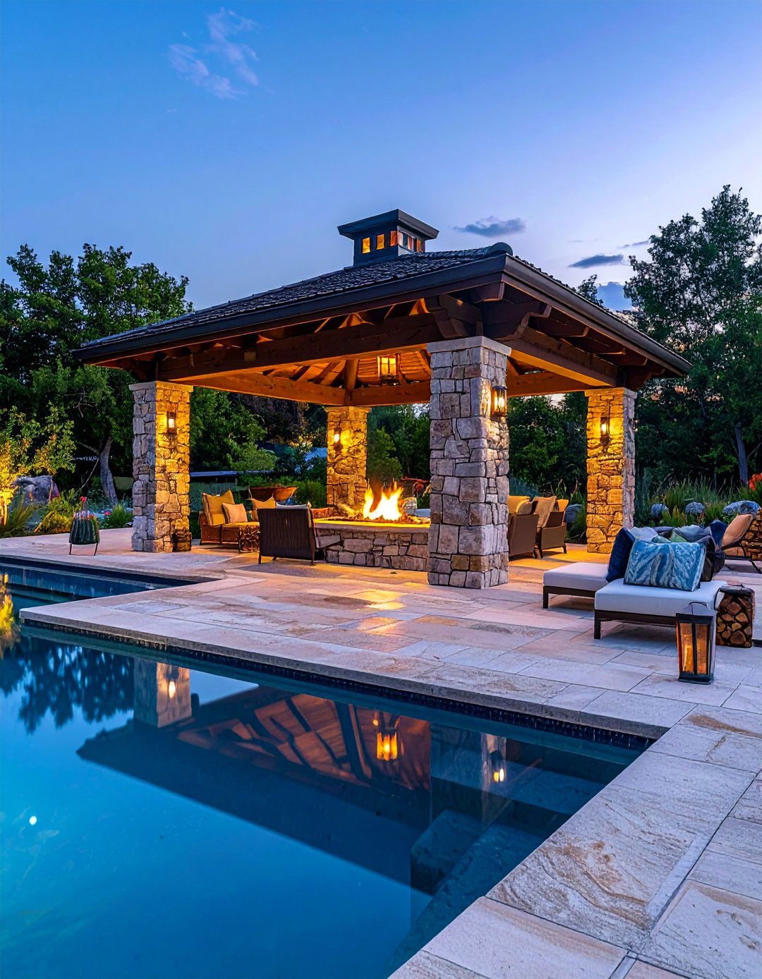 Fireplace Pool Gazebo - 15 Pool Gazebo Ideas for a Relaxing Backyard Retreat