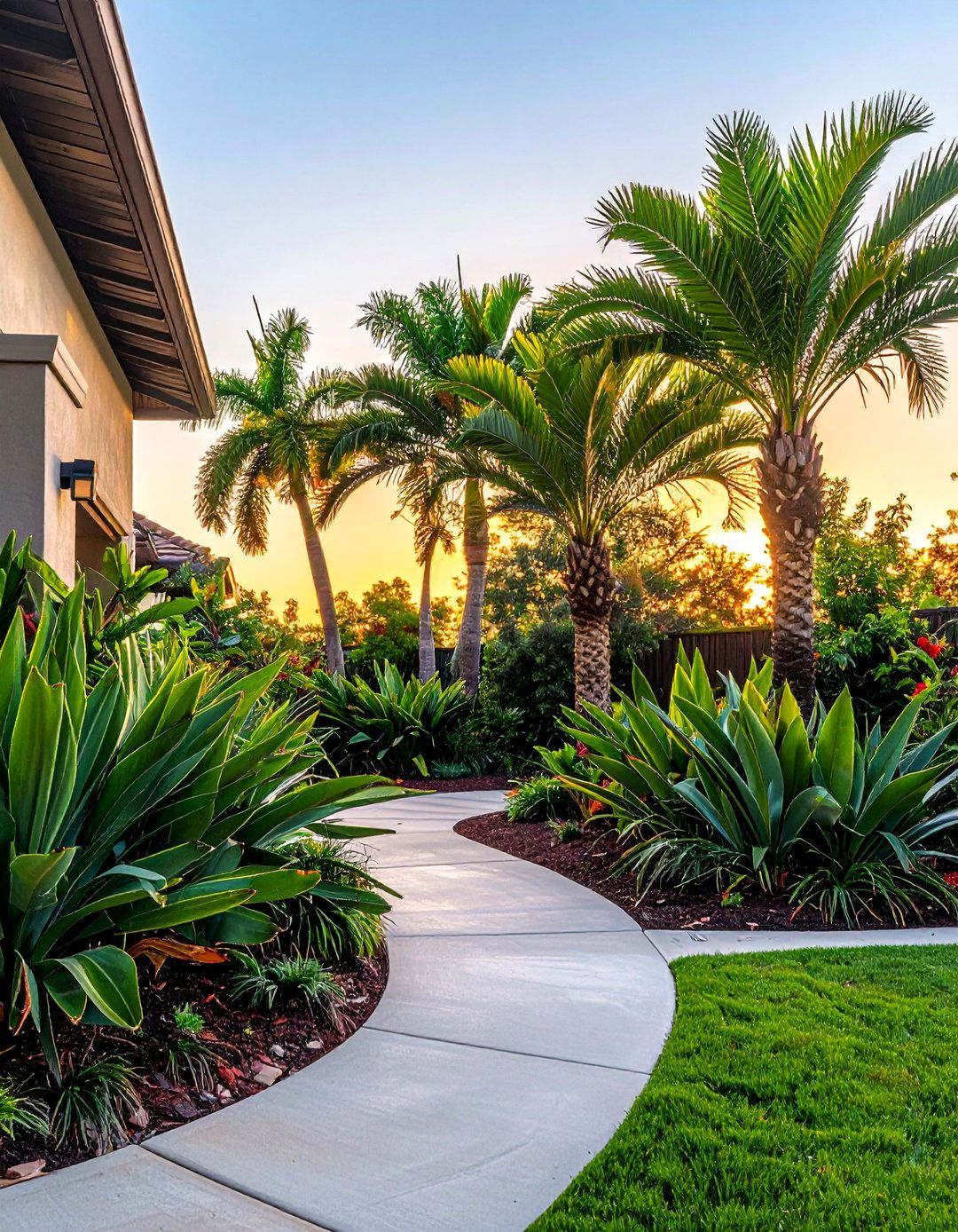 Fishtail Palms for Unique Foliage Texture - 35 Front Yard Palm Tree Landscape Design Ideas