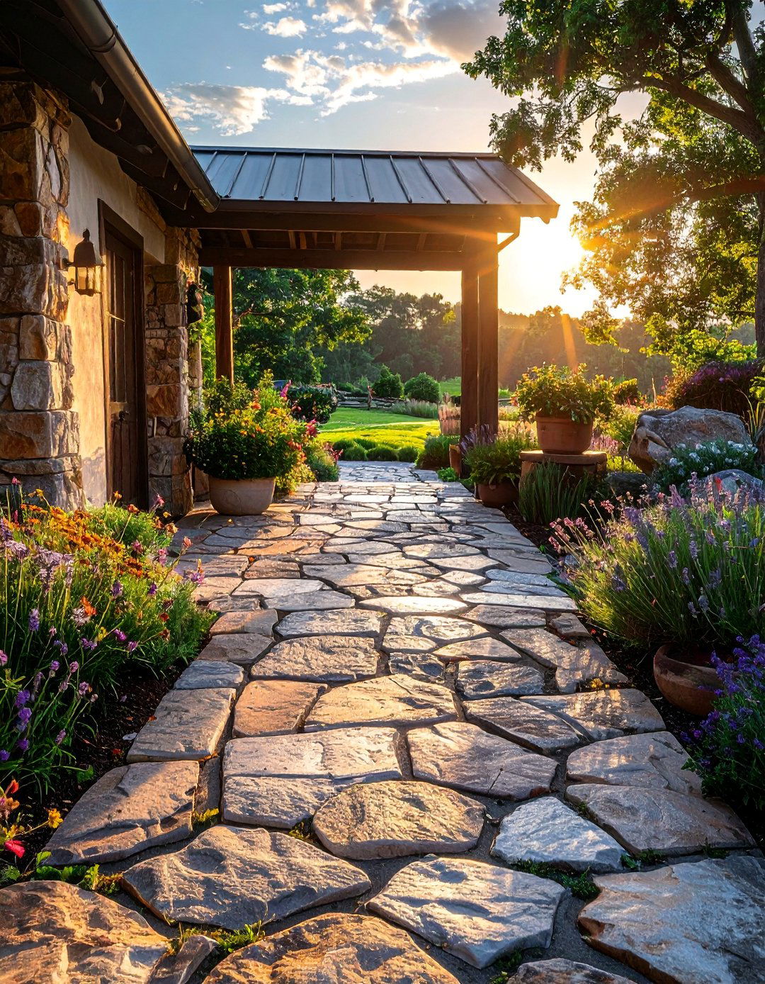 Flagstone Paver Flooring - 40 Farmhouse Flooring Ideas to Enhance Your Home's Charm