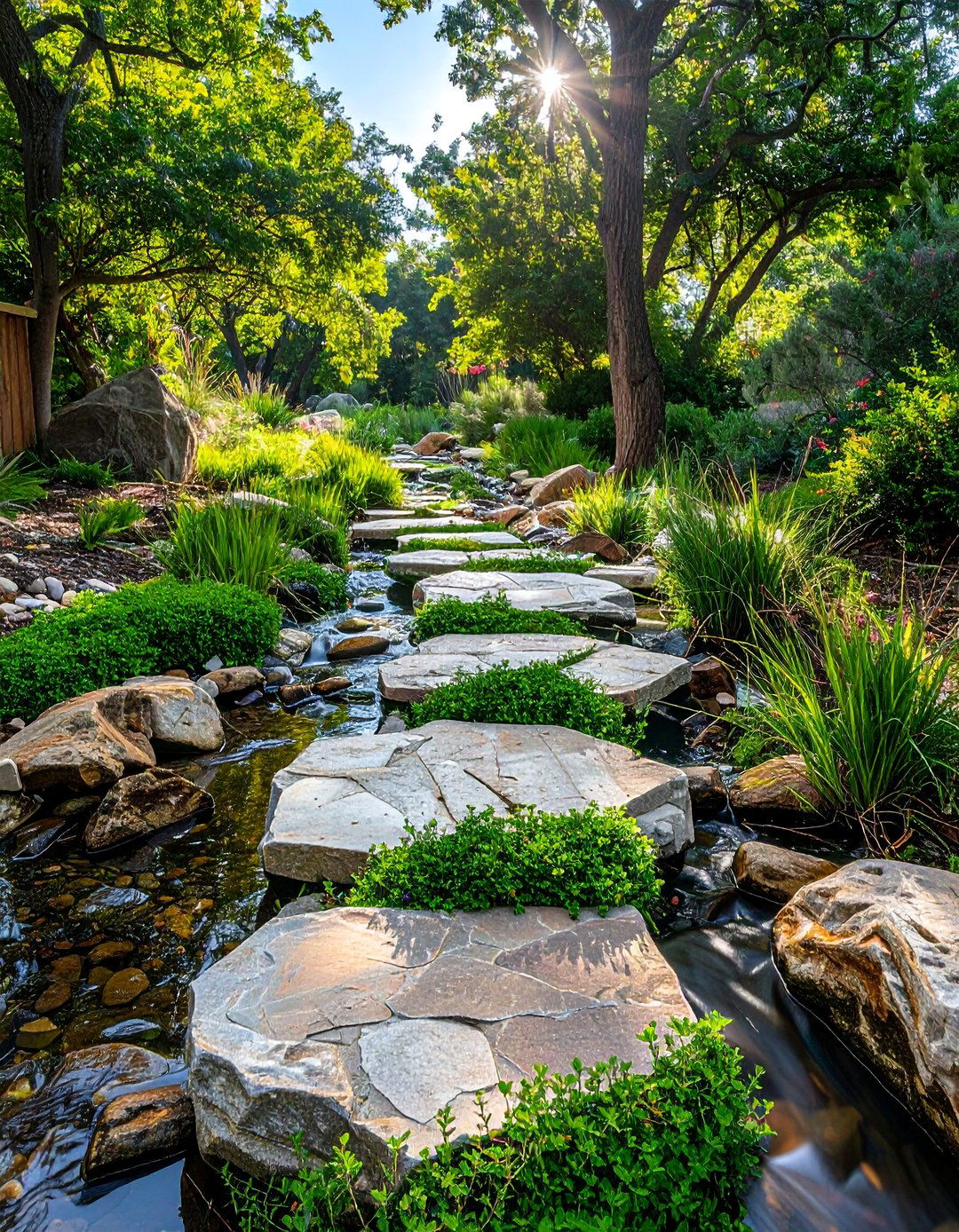 Flagstone Stepping Creek Path - 30 Front Yard Dry Creek Bed Landscaping Ideas