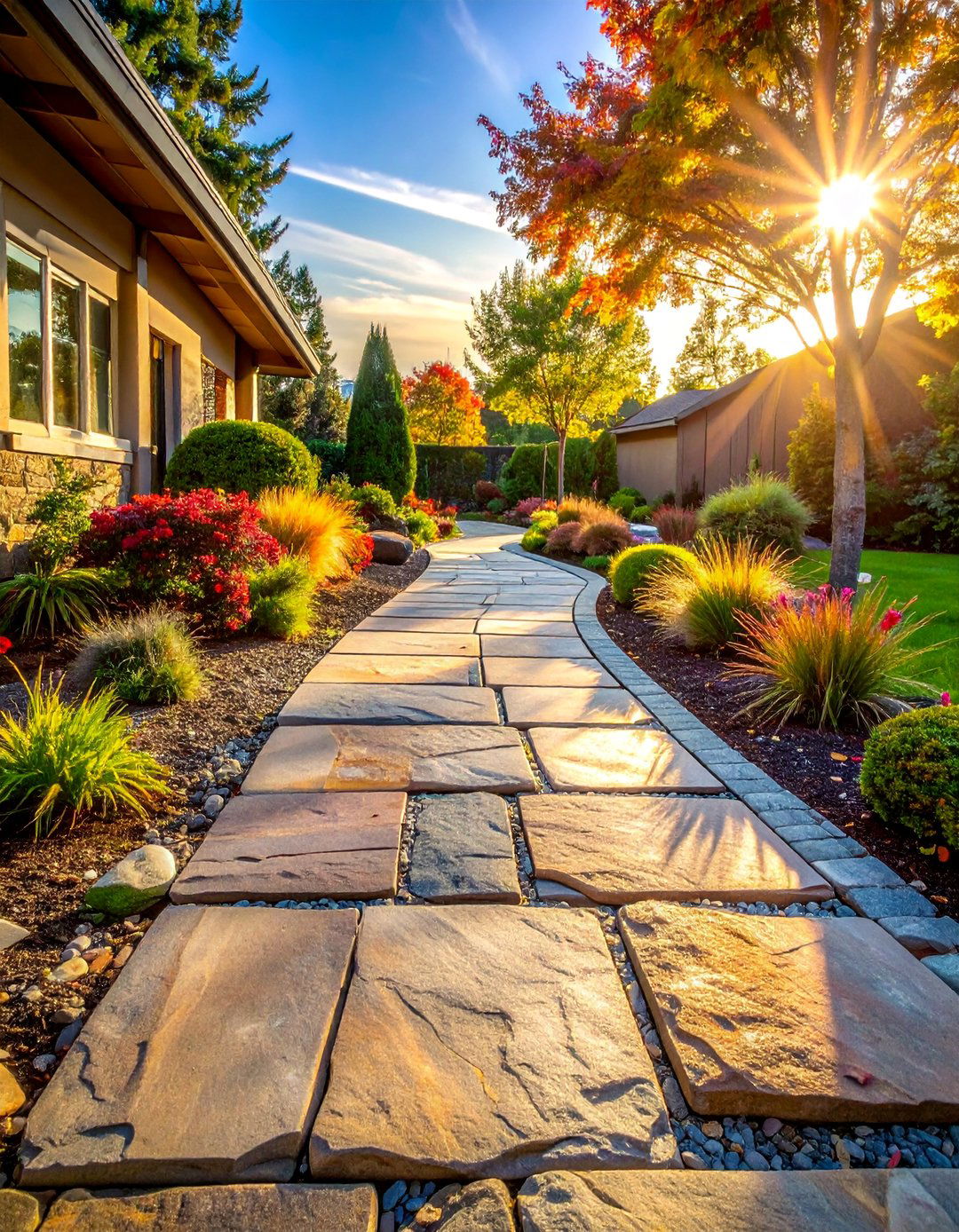 Flagstone Strip Edging - 30 Driveway Edging Ideas to Enhance Your Curb Appeal