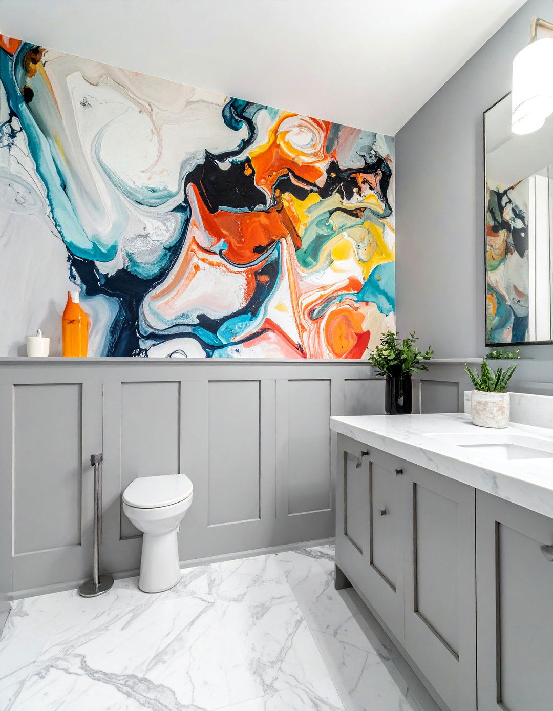 Flat Panel Powder Room Wainscoting - 25 Powder Room Wainscoting Ideas for a Stylish Bathroom