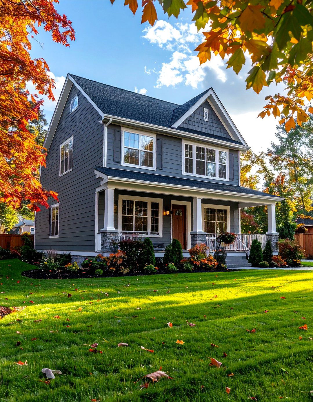 Flint Gray with White Window Frames - 40 Gray Exterior House Paint Ideas for Modern Homes