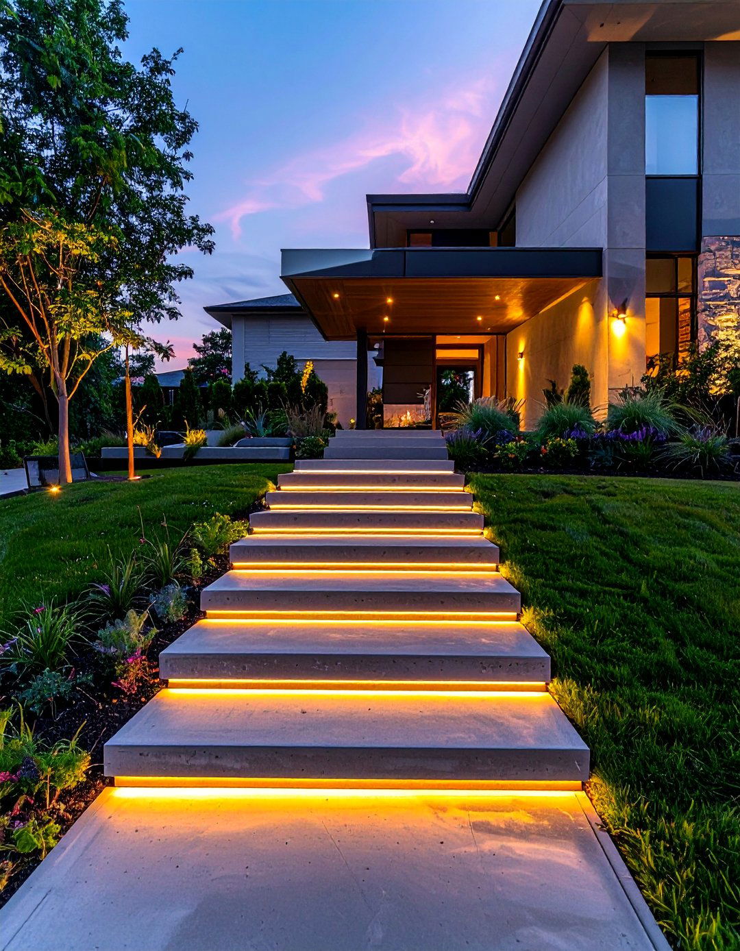 Floating Concrete Steps - 25 Concrete Landscaping Ideas for Modern Outdoor Spaces