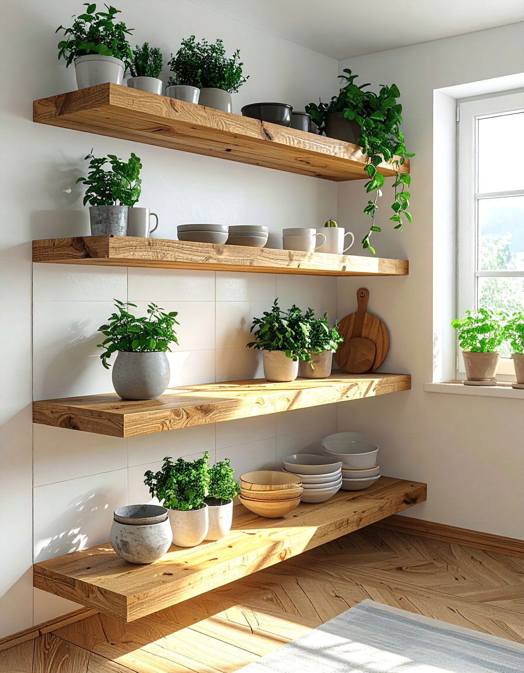 Floating Corner Shelves - 40 Kitchen Decor Ideas to Refresh Your Cooking Space