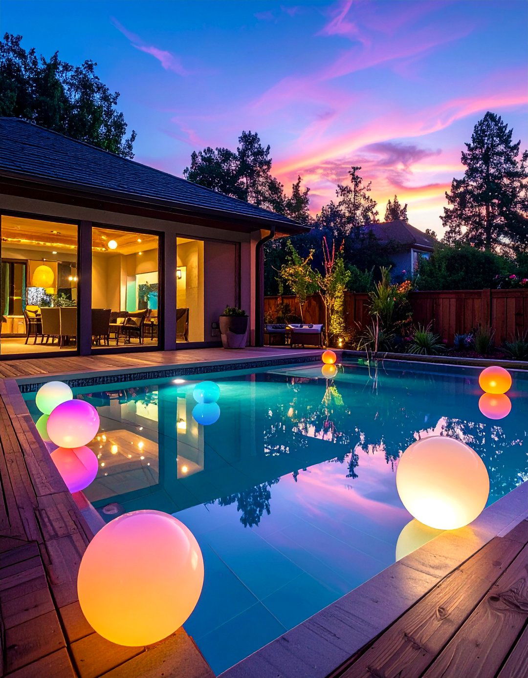 Floating Pool Light Displays - 40 Backyard Lighting Ideas to Illuminate Your Space