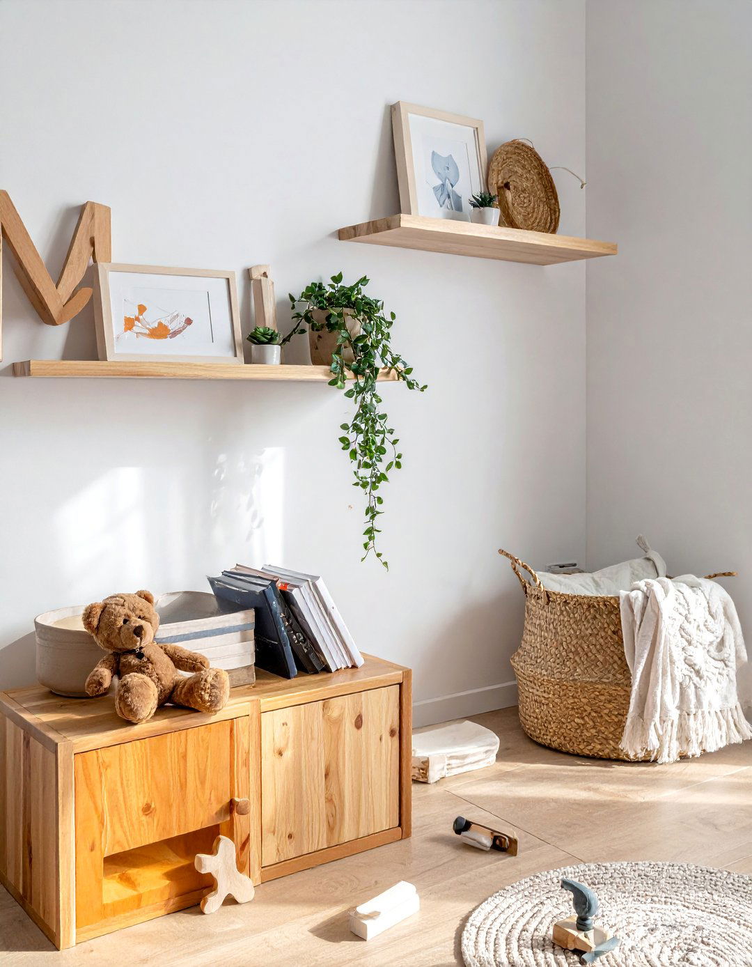 Floating Shelves for Display in a Boho Toddler Room - 20 Boho Toddler Room Ideas for a Chic and Playful Space