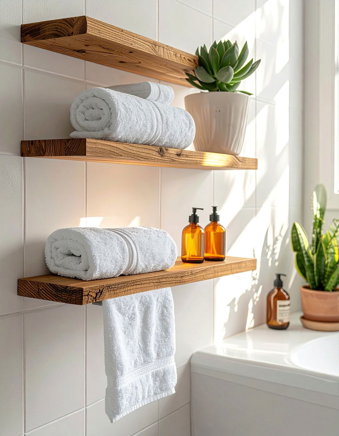 Floating Shelves for Vertical Storage - 25 Small Bathroom Ideas on a Budget for Big Impact