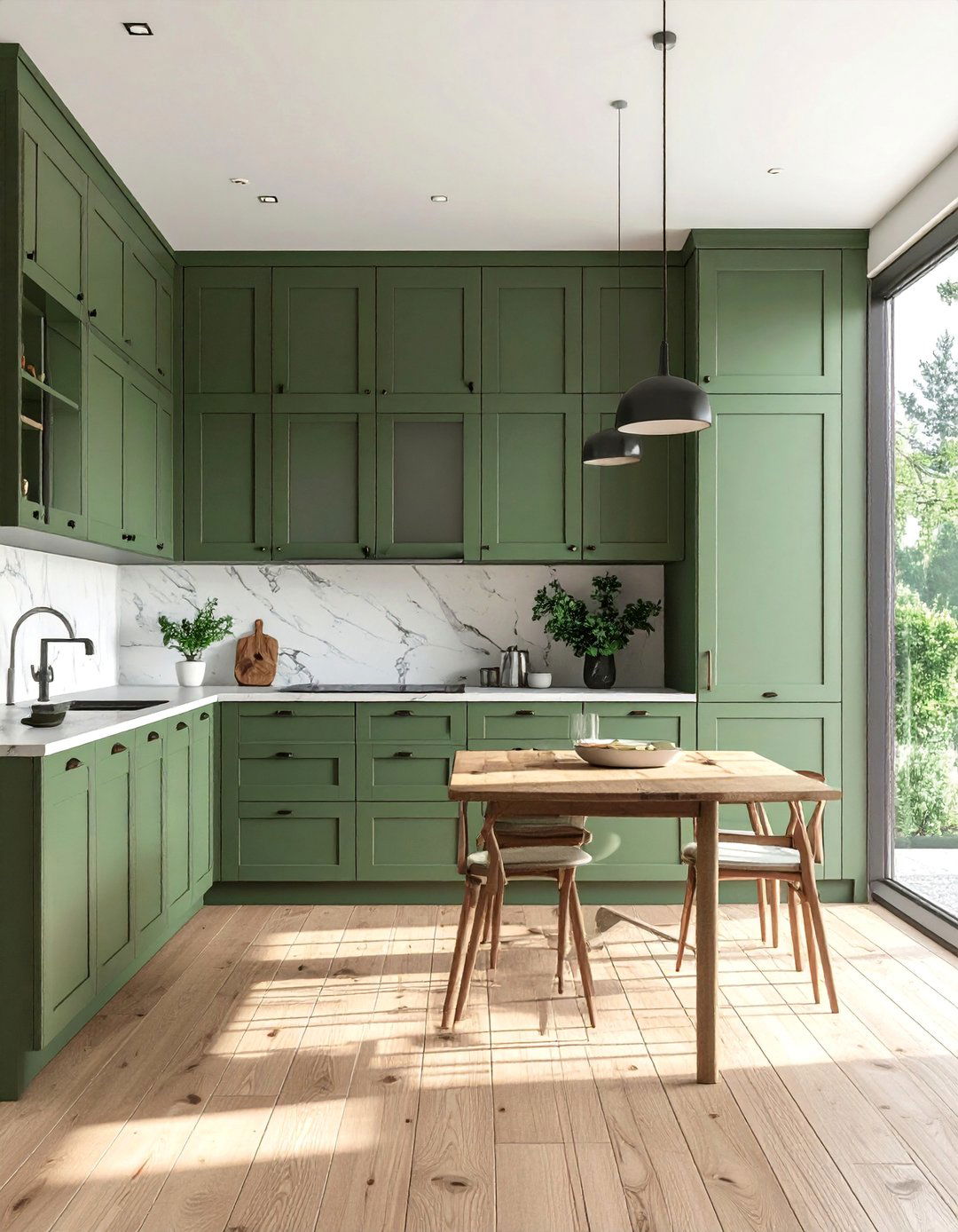 Floor to Ceiling Rustic Sage Green Kitchen Cabinets - 20 Rustic Sage Green Kitchen Cabinets Ideas