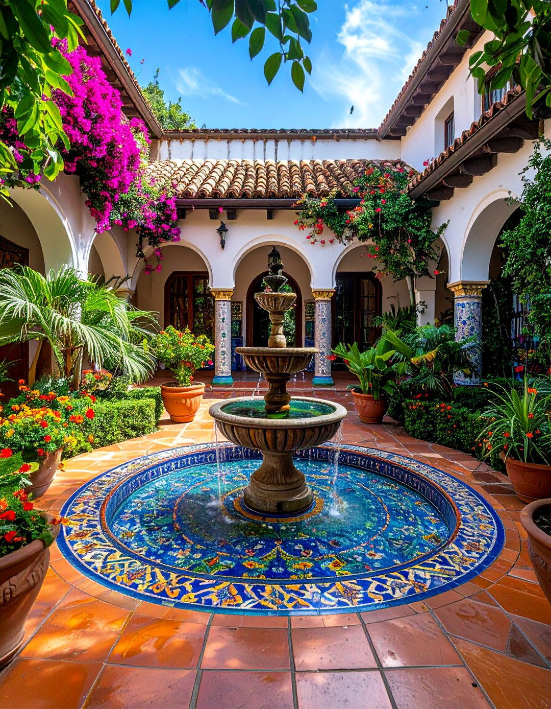 Fountain Water Feature Spanish Bungalow Exterior - 25 Spanish Bungalow Exterior Ideas for Timeless Appeal