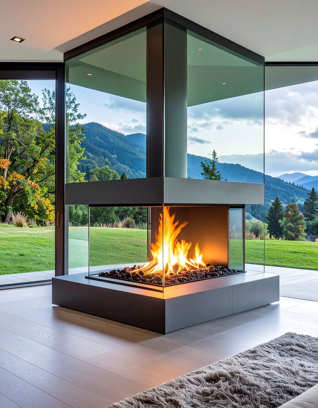 Frameless Glass Front Systems - 40 Modern Fireplace Ideas to Warm Up Your Home