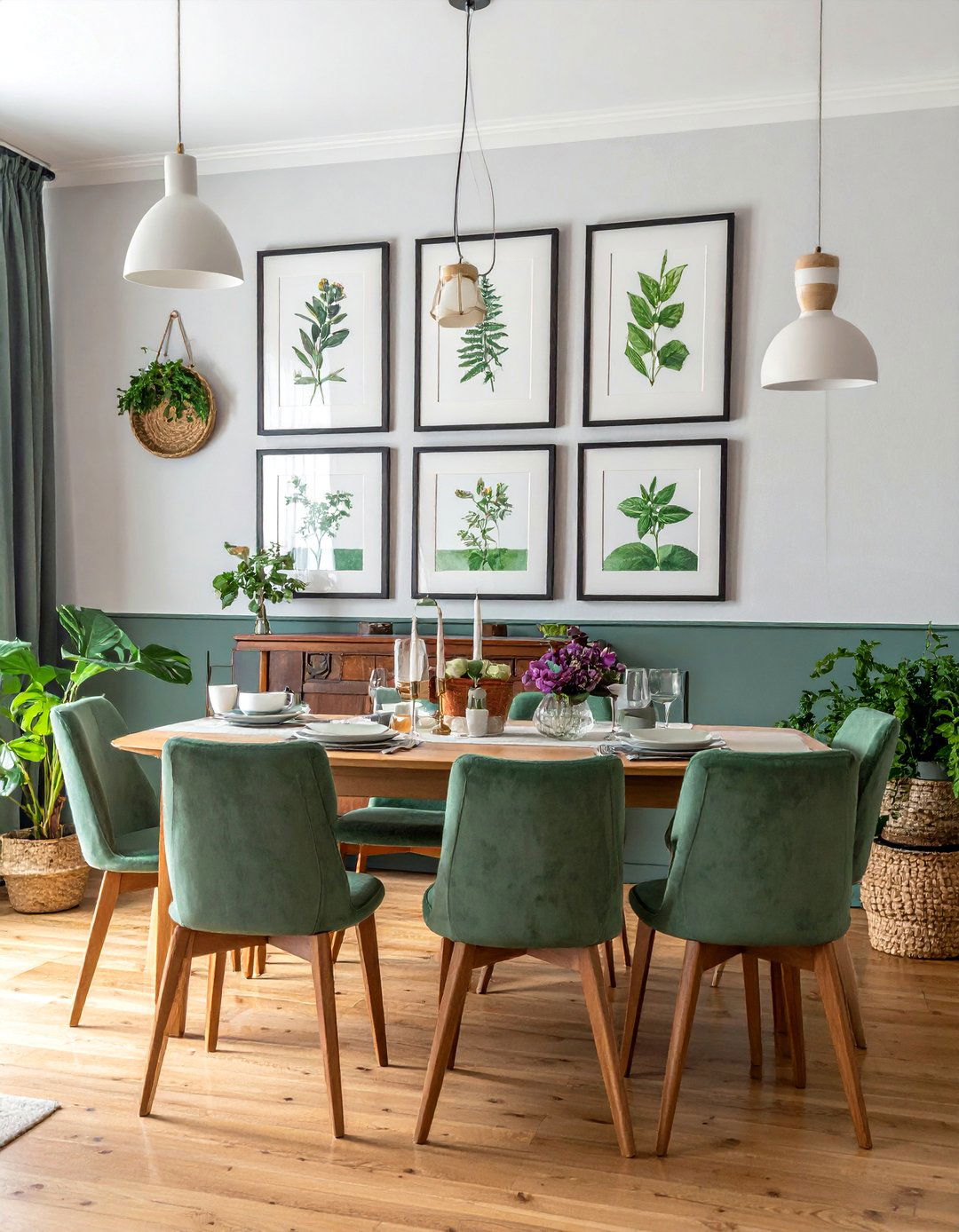 French Country Dining Room with Botanical Print Artwork - 40 French Country Dining Room Ideas for Elegant Entertaining