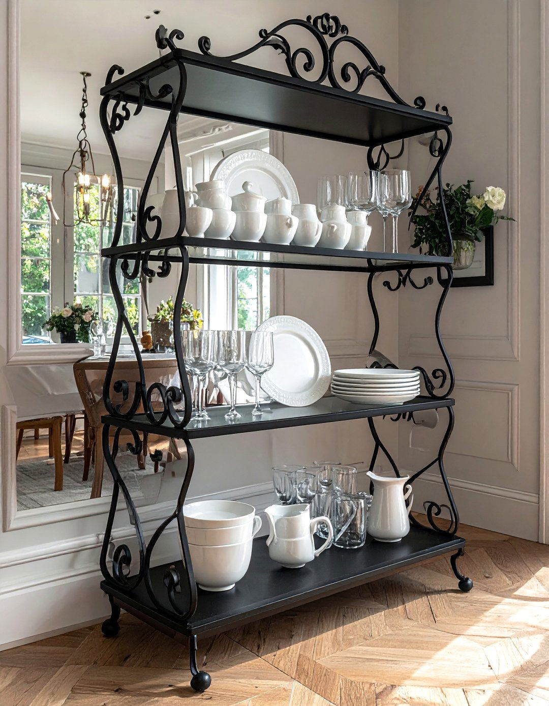 French Country Dining Room with Iron and Glass tagere - 40 French Country Dining Room Ideas for Elegant Entertaining