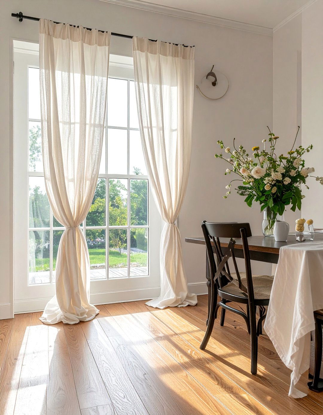 French Country Dining Room with Soft Linen Curtains - 40 French Country Dining Room Ideas for Elegant Entertaining