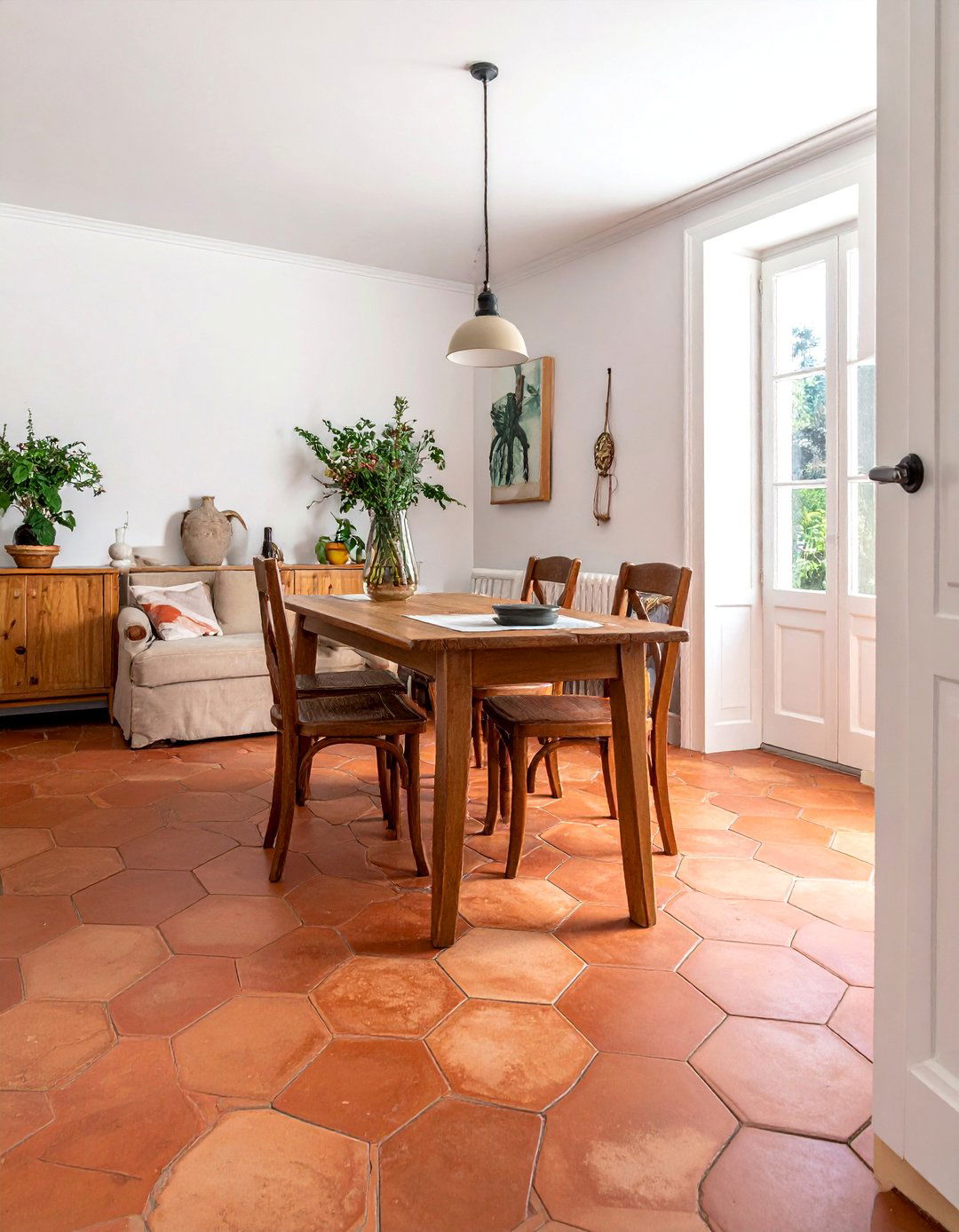 French Country Dining Room with Terracotta Floor Tiles - 40 French Country Dining Room Ideas for Elegant Entertaining
