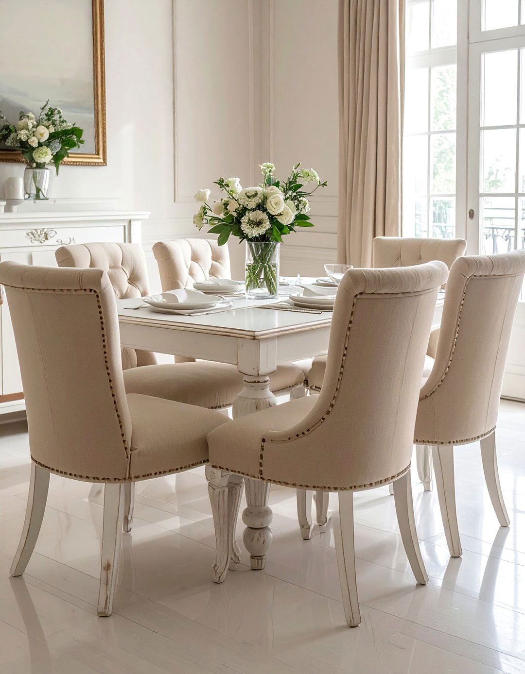 French Country Dining Room with Upholstered Dining Chairs - 40 French Country Dining Room Ideas for Elegant Entertaining