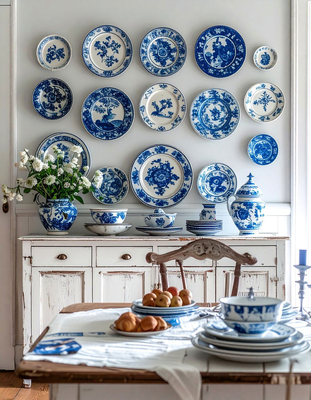 French Country Dining Room with a Display of Antique China - 40 French Country Dining Room Ideas for Elegant Entertaining