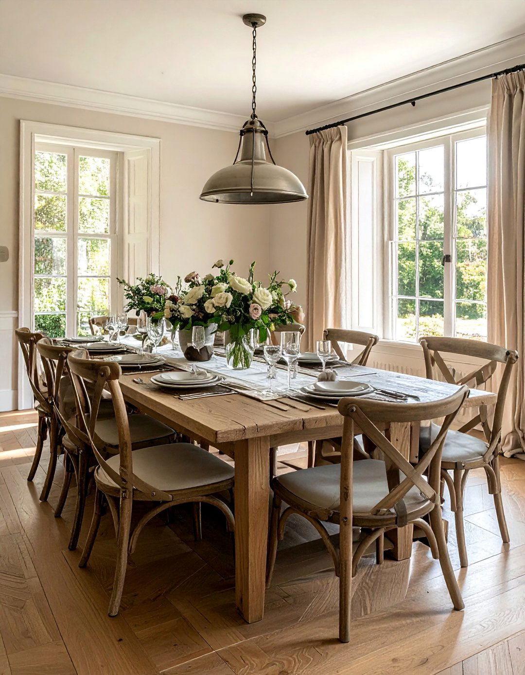 French Country Dining Room with a Long Farmhouse Table - 40 French Country Dining Room Ideas for Elegant Entertaining