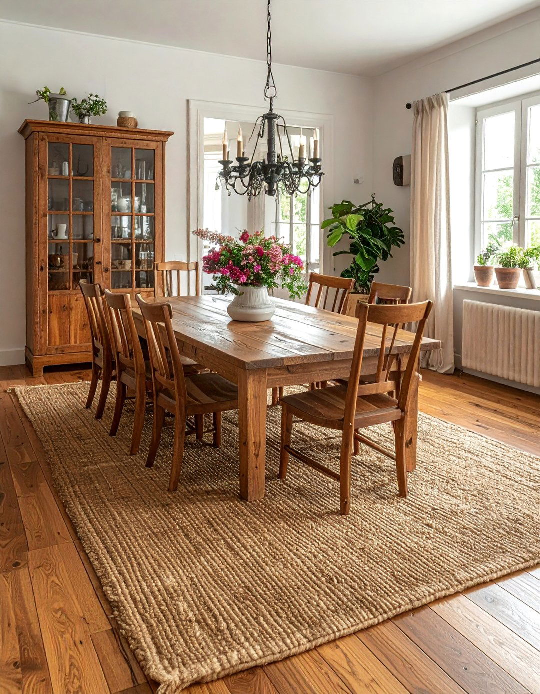 French Country Dining Room with a Natural Fiber Rug - 40 French Country Dining Room Ideas for Elegant Entertaining