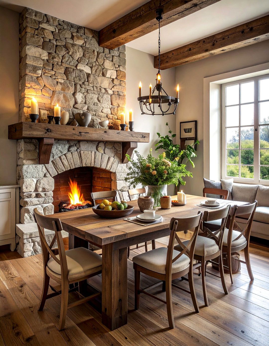 French Country Dining Room with a Stone Fireplace - 40 French Country Dining Room Ideas for Elegant Entertaining