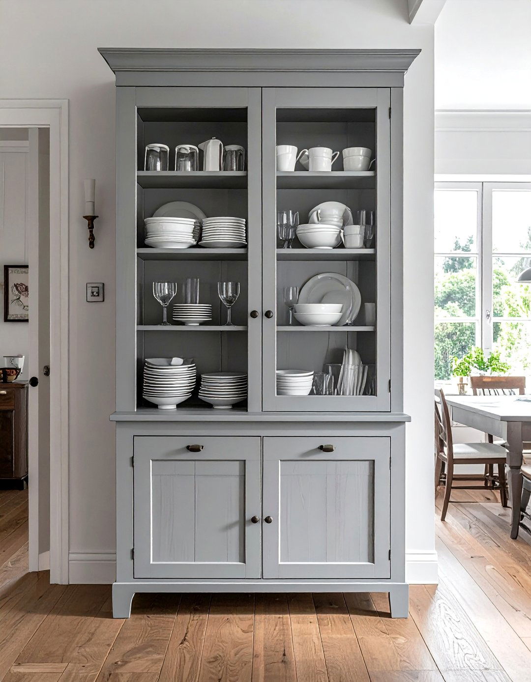 French Country Dining Room with an Open Shelf Hutch - 40 French Country Dining Room Ideas for Elegant Entertaining